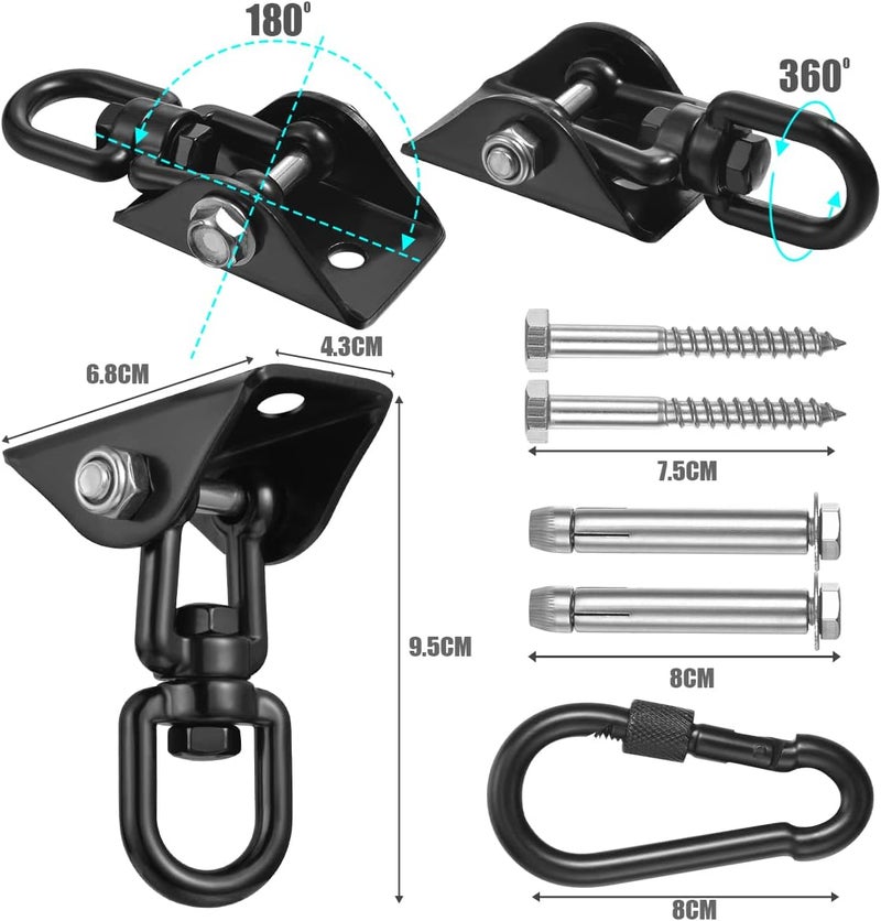 YOSE 2-Pack Hammock Hanging kit,360°Rotating 1200 lb Capacity Heavy Duty,Hanger & Swing Hook Snap for Concrete Wood,Hammock,Veranda Seat,Chair,Swing Sets,Yoga and Gym（Without Chain ） - Image 4